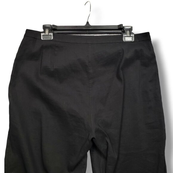 Eileen Fisher Organic Linen Viscose Stretch Pants Womens 14 Black Side Zip High - Picture 7 of 9
